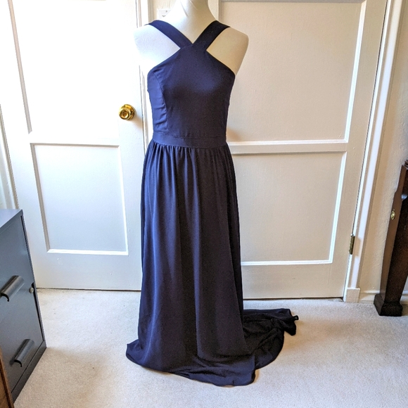 Lulu's Air of Romance Navy Blue Maxi dress Sz M - Picture 3 of 14